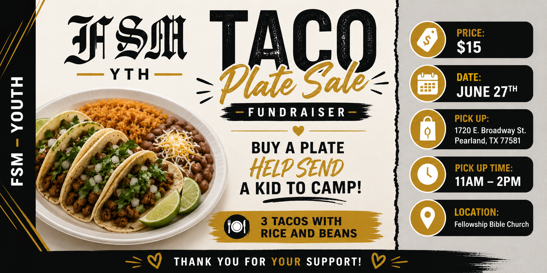 Youth Taco Plate Sale